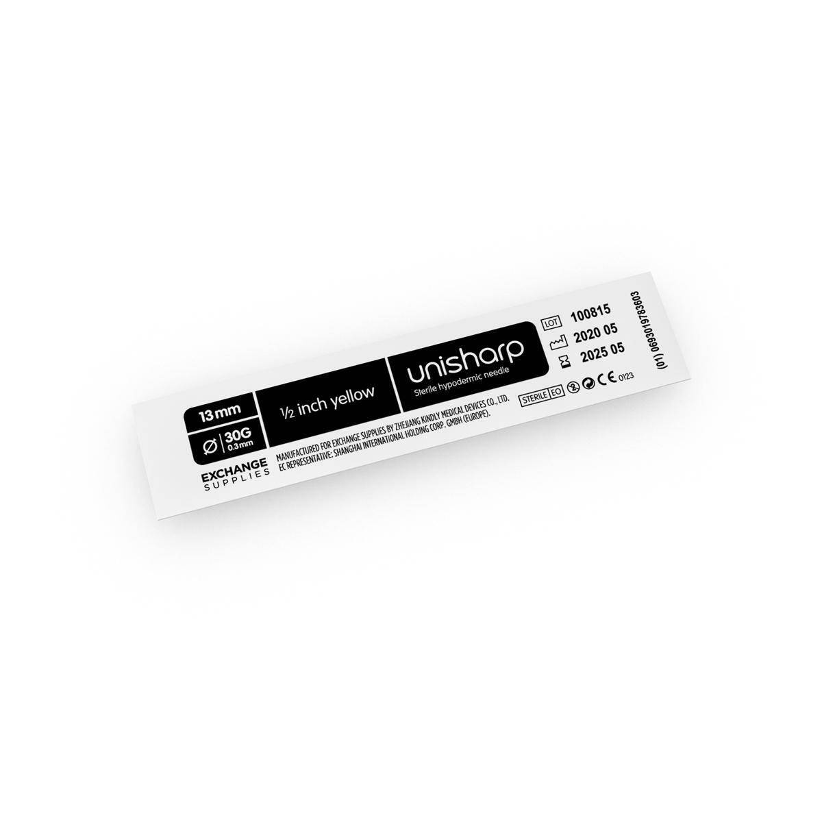 30g жълти 0,5 инчови едноостри игли