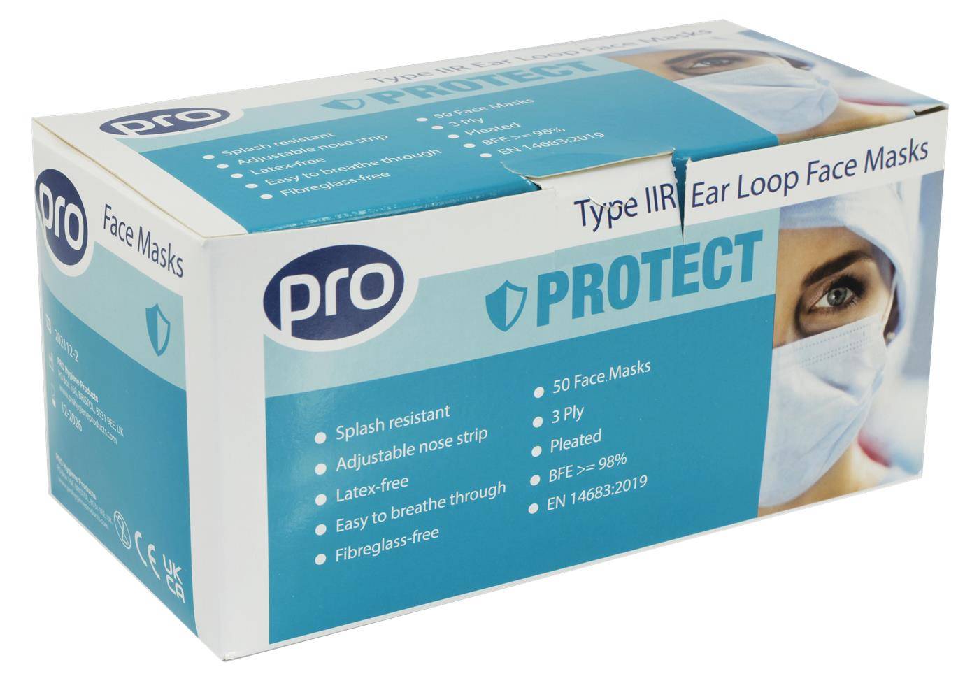 Маска за лице PRO Type IIR Ear Loop, устойчива на течности Опаковка от 50 бр