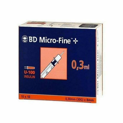0,3 ml 30 g 8 mm BD микрофина спринцовка и игла u100