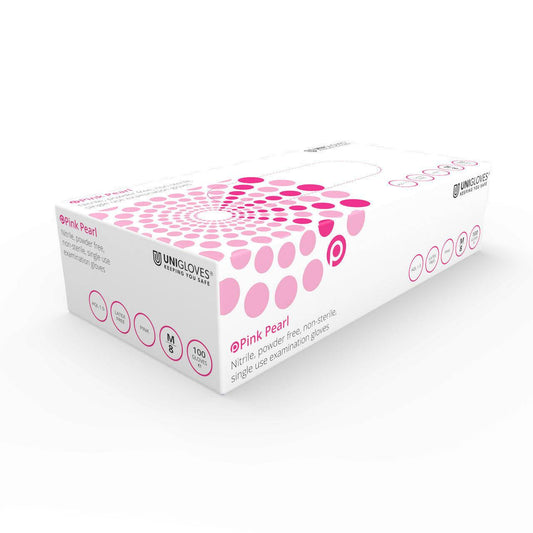 Unigloves Pink Nitrile Gloves Pearl Box от 100 (всички размери)