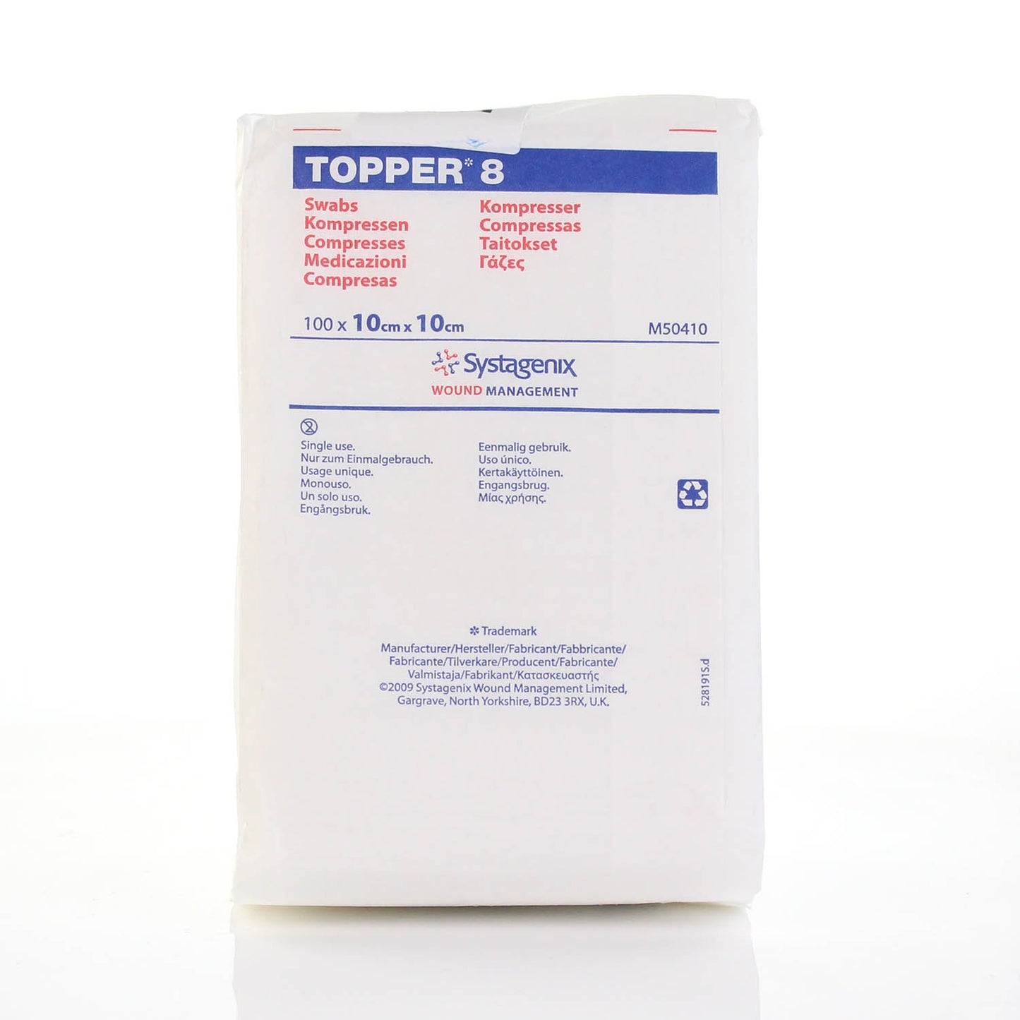 10cm x 10cm Topper 8 4-слойни нестерилни тампона Опаковка от 100 J&J
