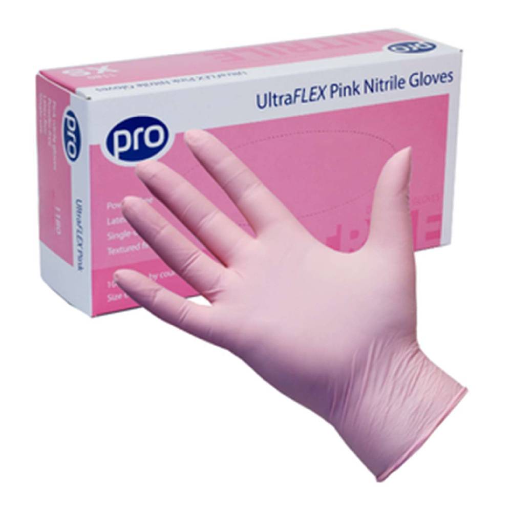 PRO UltraFLEX Розови нитрилни ръкавици Кутия от 100