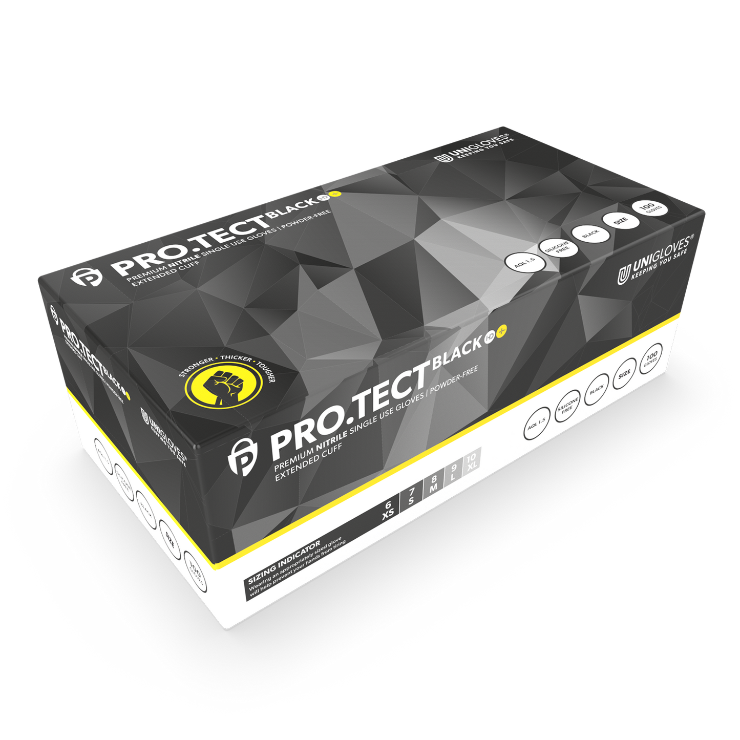 PRO.TECT черни HD+ нитрилови ръкавици с дълги маншети за тежък режим на работа