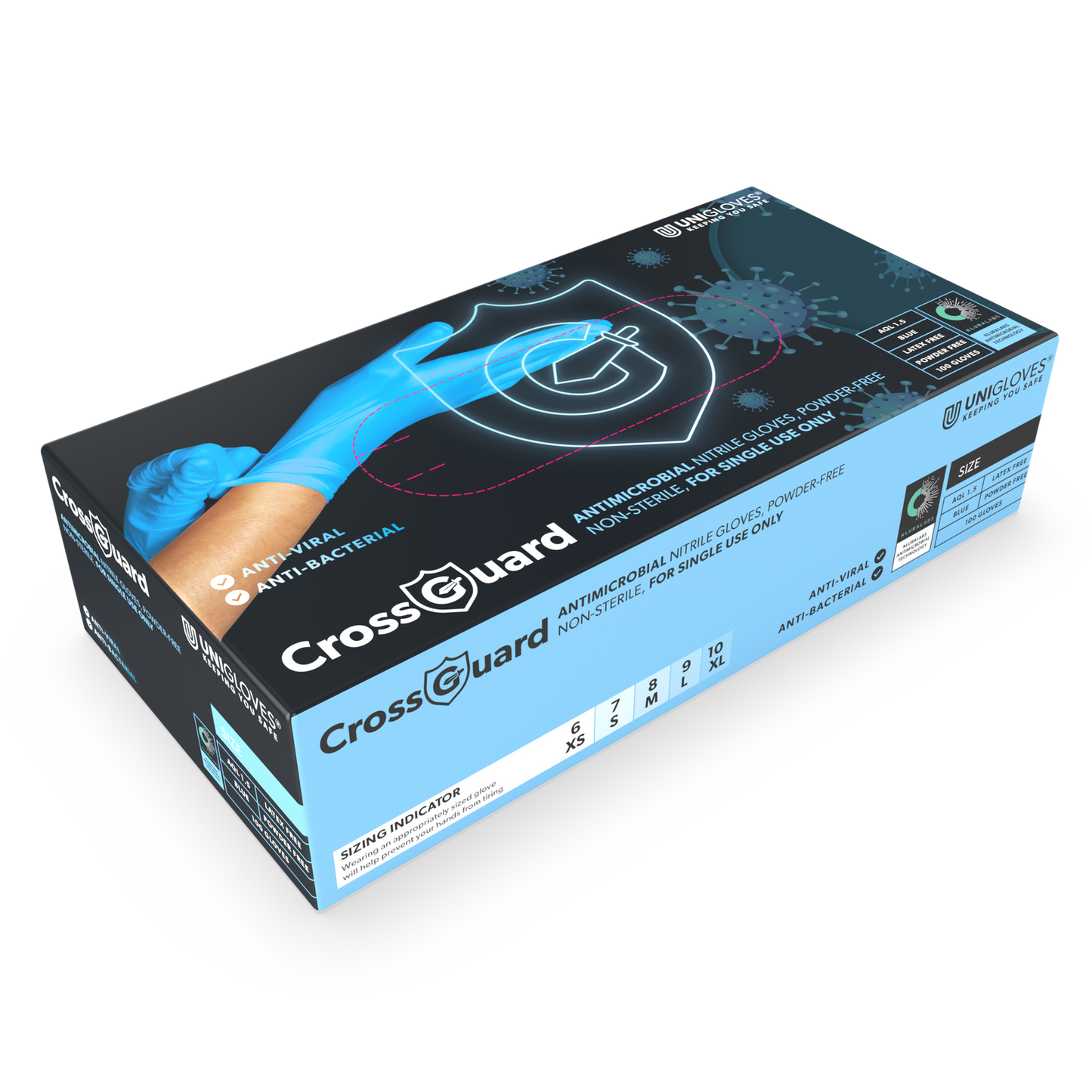 Антимикробни нитрилни ръкавици CROSSGUARD Кутия от 100