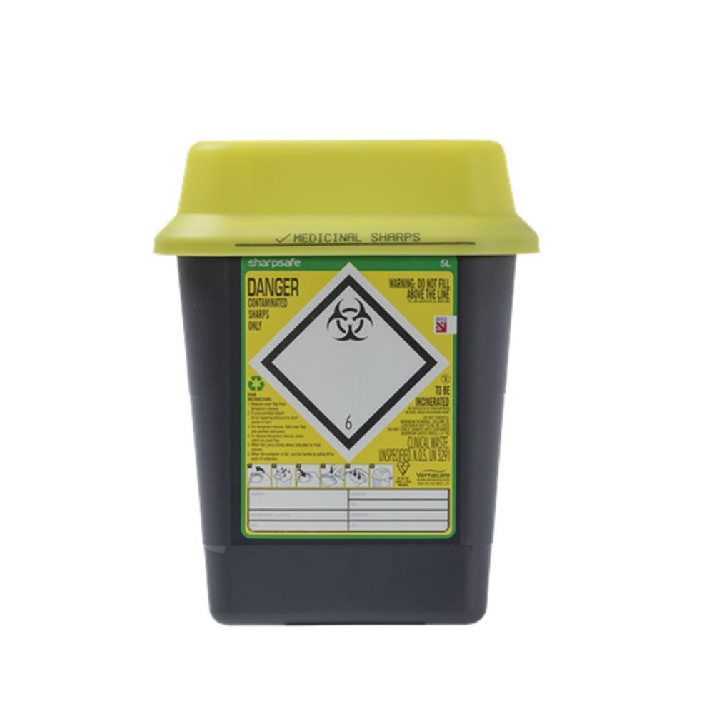 5 литров жълт контейнер за остри предмети Yellow Sharpsafe