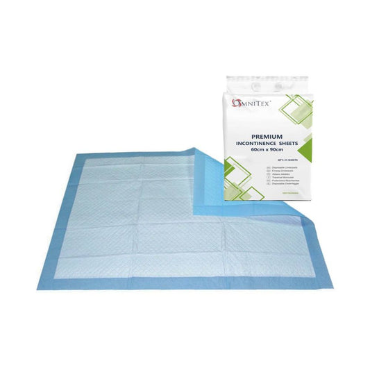 Omnitex 60cm x 90cm Premium чаршафи за еднократна употреба при инконтиненция Опаковка от 25 бр.