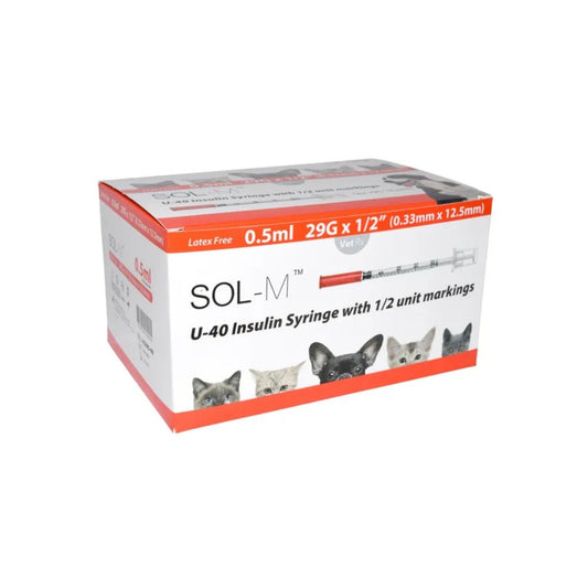 Sol-Vet 0,5 ml 29 g x 0,5 инча U40 спринцовка с фиксирана игла