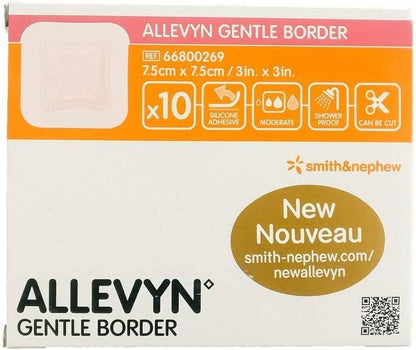 Лепяща превръзка от пяна Allevyn Gentle Border 7,5 cm x 7,5 cm