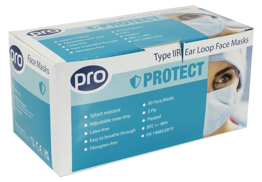 Маска за лице PRO Type IIR Ear Loop, устойчива на течности Опаковка от 50 бр