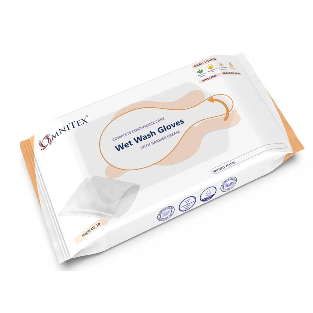 Omnitex Bed Bath Wet Wash Gloves with Barrier Cream Опаковка от 10 броя