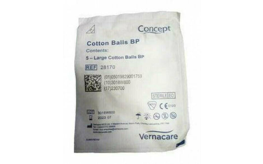 Sterile Large Cotton Wool Balls - Pack of 5 - UKMEDI