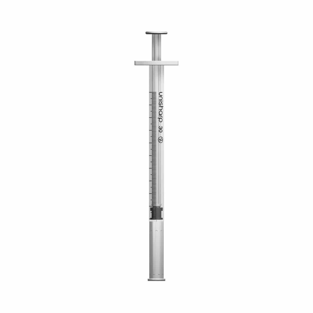 1ml 0.5 inch 30g Unisharp Syringe & Needle u100 UF30W UKMEDI.CO.UK