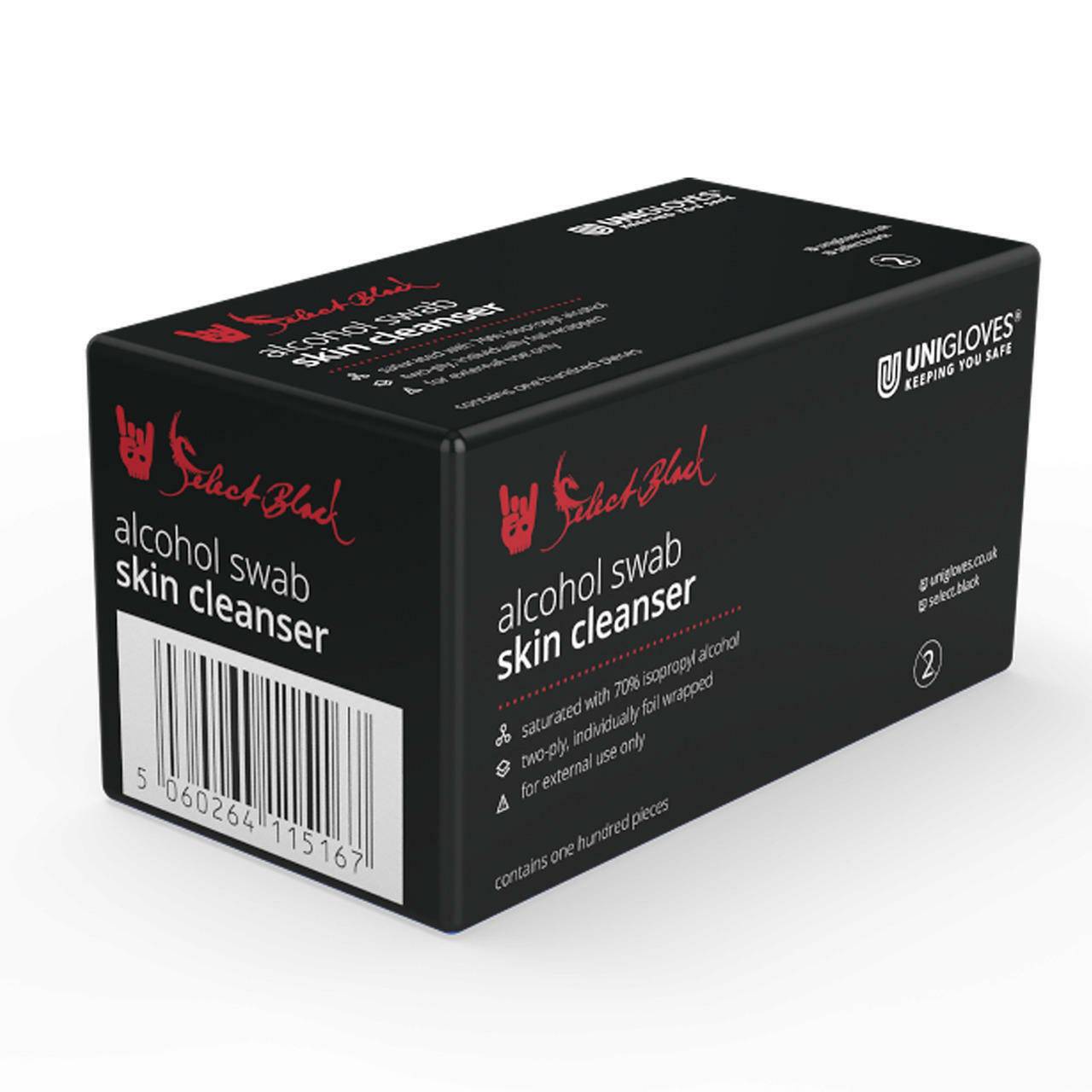 Unigloves Select Black Alcohol Swab Skin Cleanser ST001 UKMEDI.CO.UK