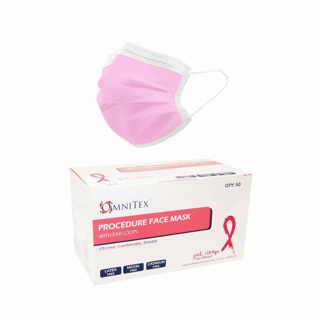 Type IIR Surgical Face Mask x 50 (Pink) MK-OX-50PK UKMEDI.CO.UK