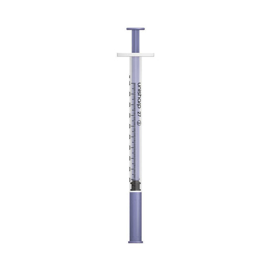 1ml 0.5 inch 27g Violet Unisharp Syringe and Needle u100 UF27V UKMEDI.CO.UK