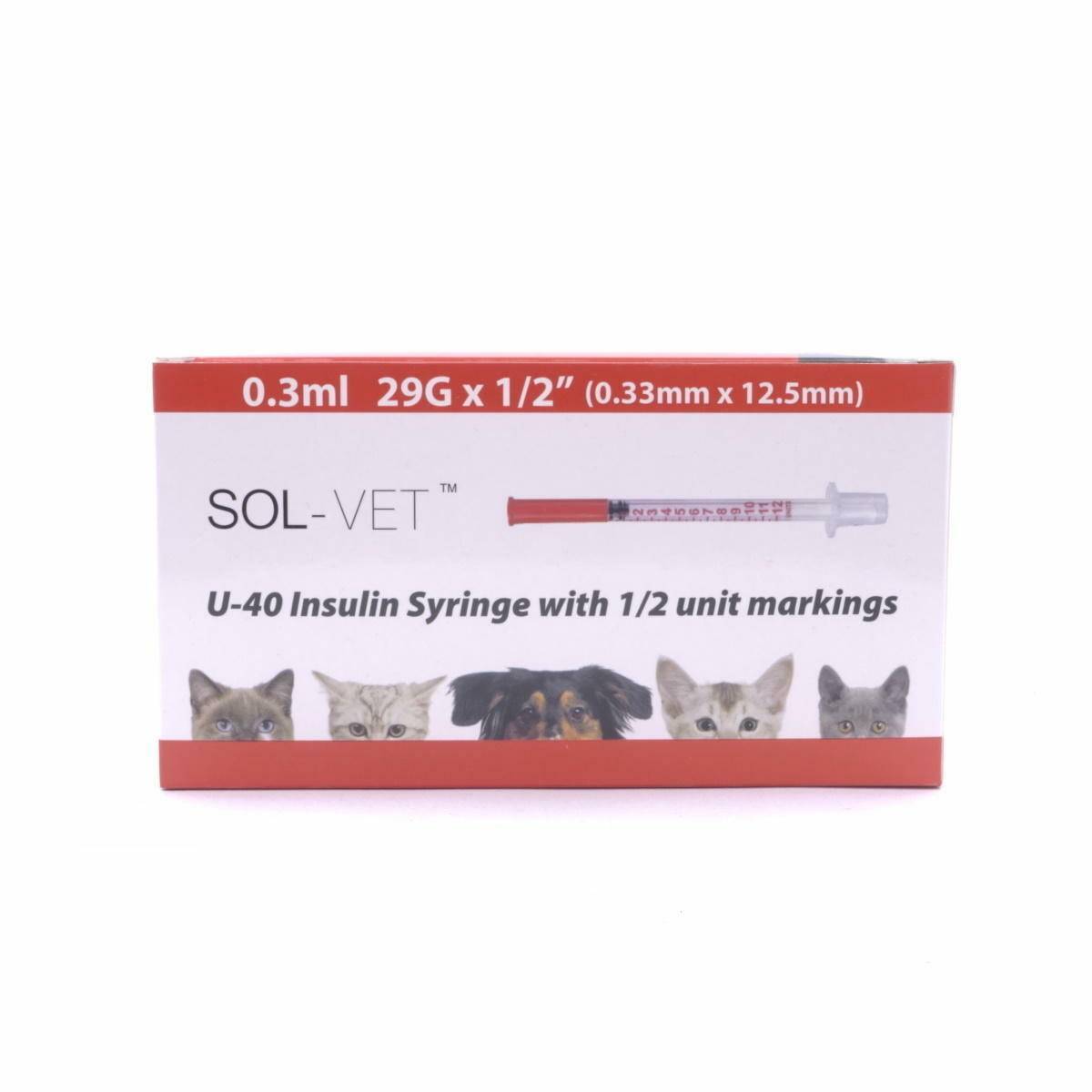 Sol-Vet 0,3 ml 29 g 0,5 инча U40 спринцовка с фиксирана игла