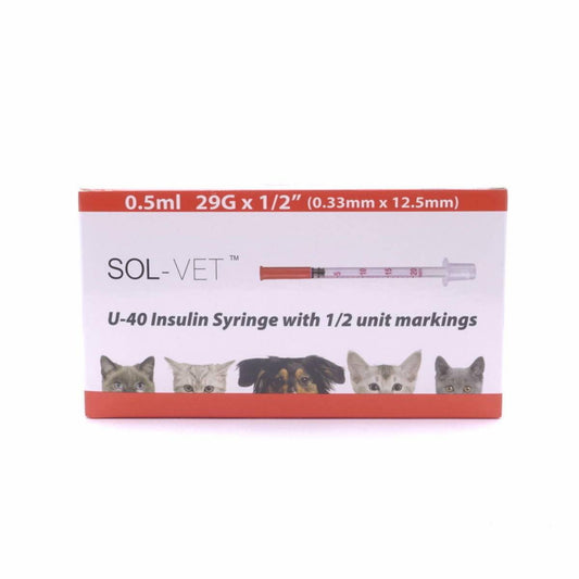 Sol-Vet 0.5ml 29g x 0.5 inch U40 Syringe with Fixed Needle V5295-40 UKMEDI.CO.UK