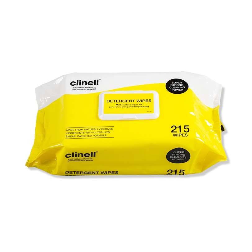 Опаковка Clinell Detergent Wipes от 215 бр