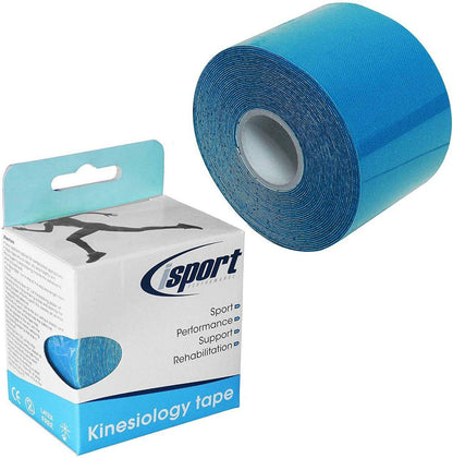 Синя кинезиологична лента 5cm x 5m isport Performance