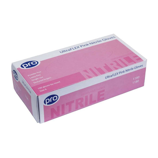 PRO UltraFLEX Розови нитрилни ръкавици Кутия от 100