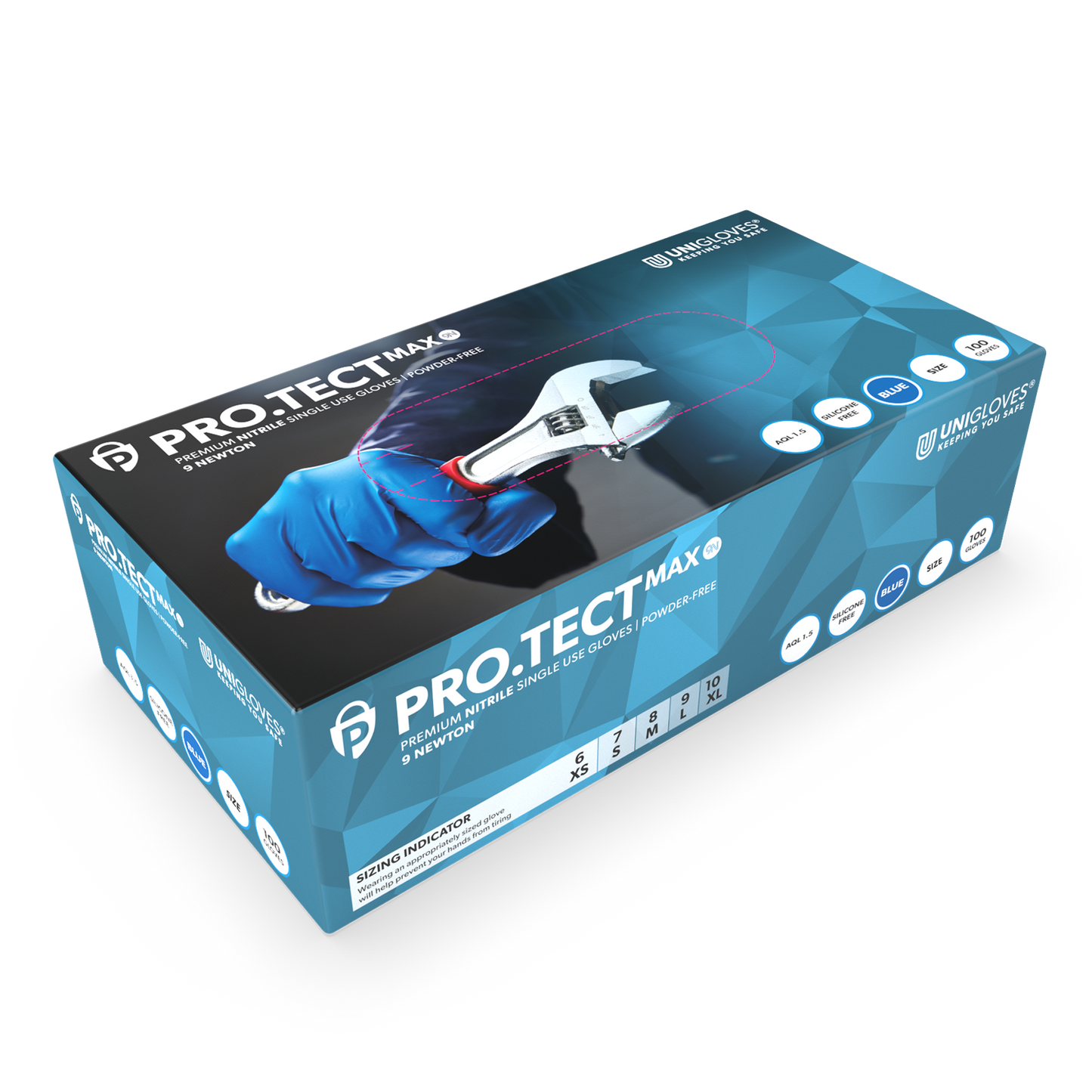 PRO.TECT Max 9N Nitriile Blue Gloves Extra Strong Кутия от 100