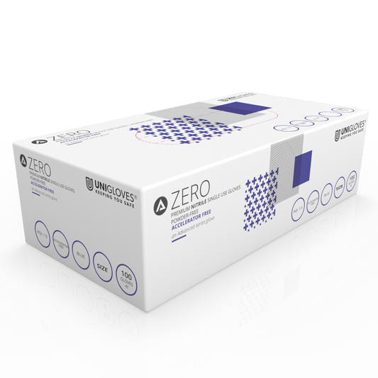 Unigloves Advanced Zero Accelerator Free Nitrile Examination Многофункционален и без пудра Кутия от 100