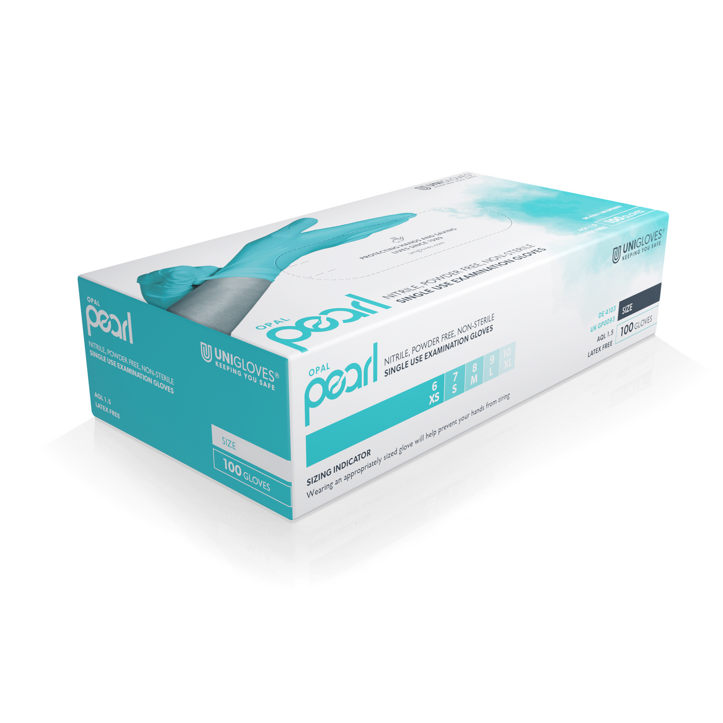 Unigloves Opal Pearl Nitrile Aqua Gloves Box от 100