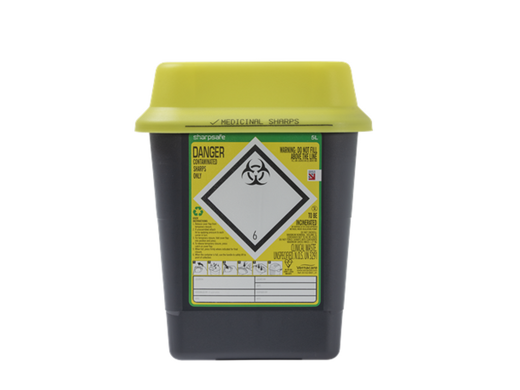 5 литров жълт контейнер за остри предмети Yellow Sharpsafe