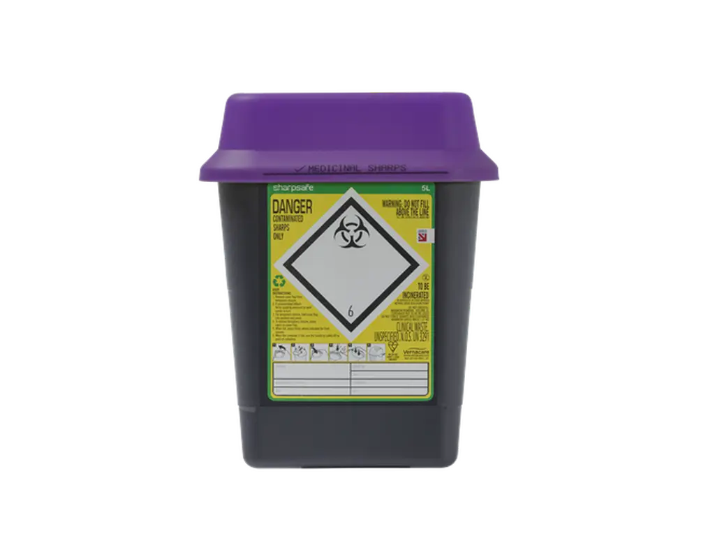 5 литров контейнер за остри предмети Sharpsafe Purple