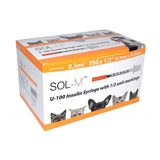 Sol-Vet 0,5 ml 29 g x 0,5 инча U100 спринцовка с фиксирана игла