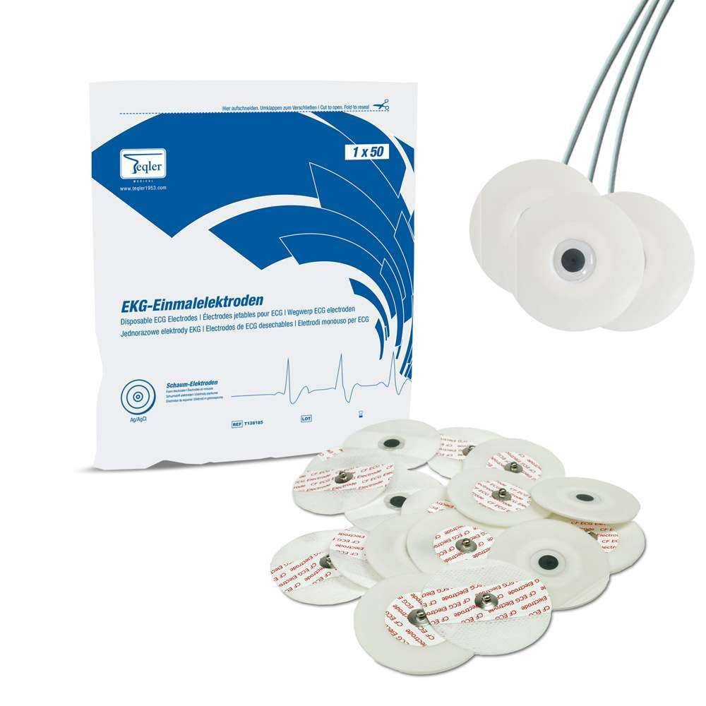 Teqler - Foam ECG Electrodes for Button Adapters Pack of 50 Teqler - 128185 UKMEDI.CO.UK UK Medical Supplies