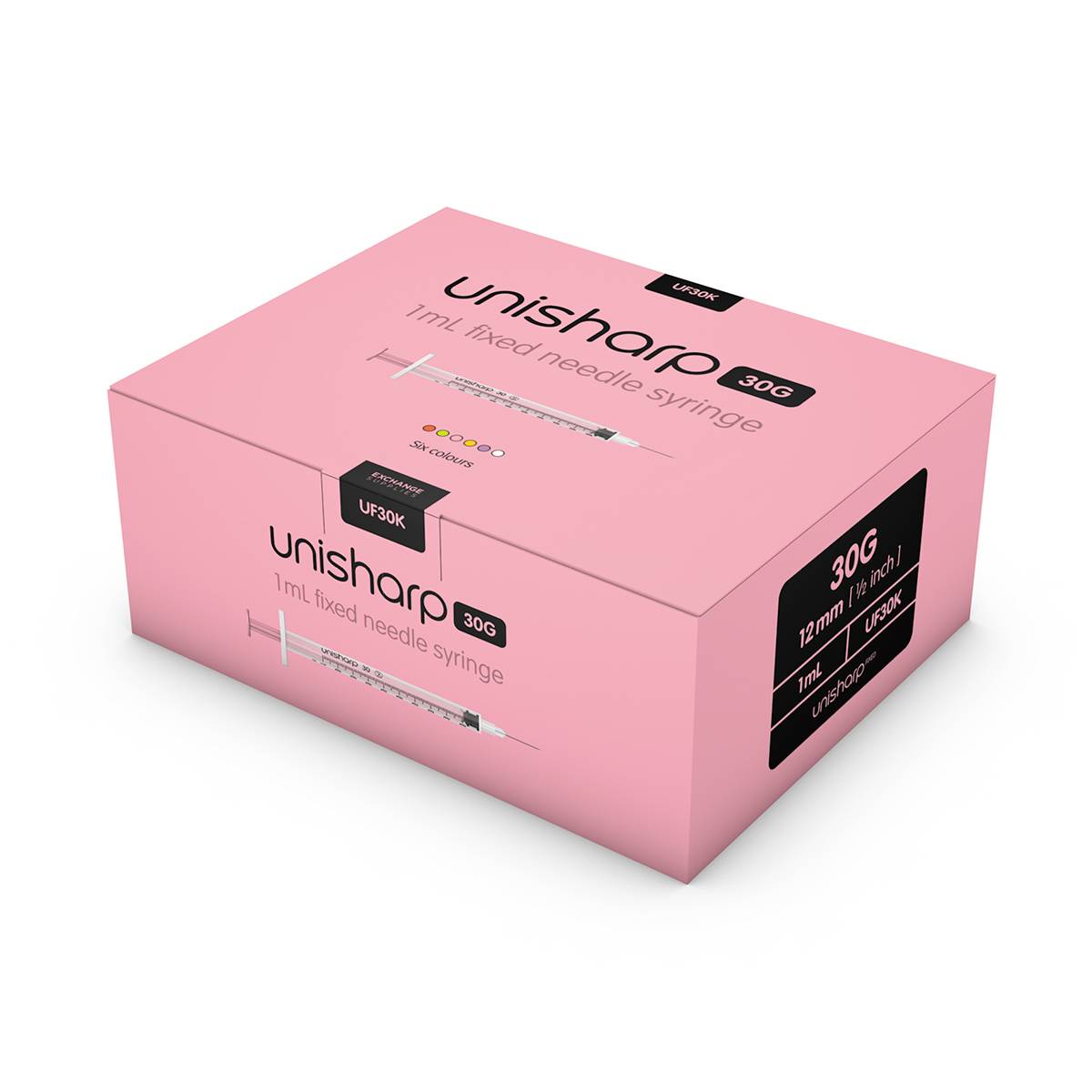 1 ml 0,5 инча 30 g розова Unisharp спринцовка и игла u100