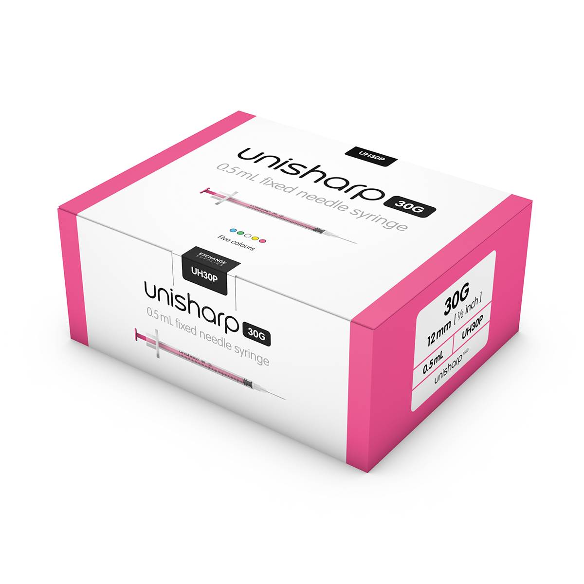 0,5 ml 0,5 инча 30 g розова Unisharp спринцовка и игла u100