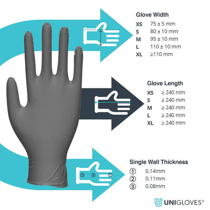 Unigloves Select Black Latex Gloves - UKMEDI