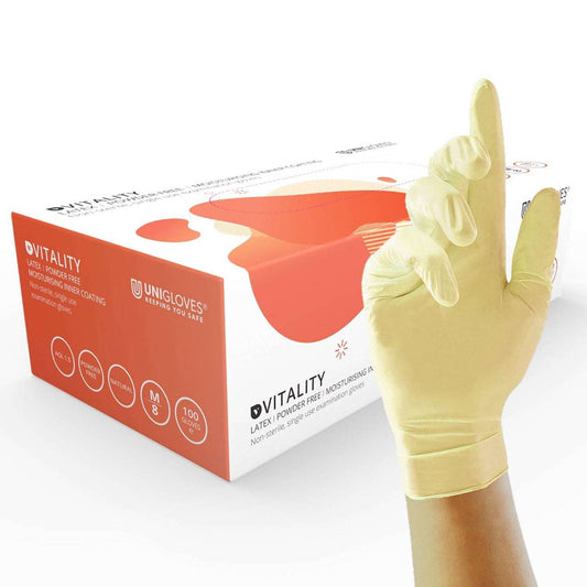 Unigloves Vitality Latex Gloves Овлажняващо вътрешно покритие